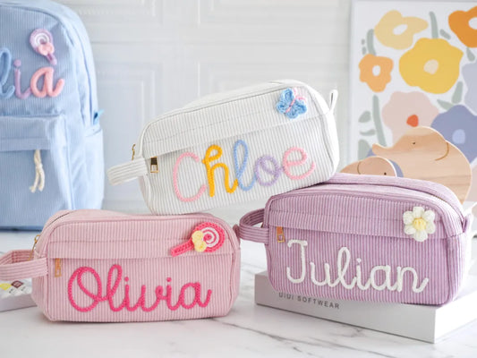 Custom Name Corduroy Pencil Case | Kids Back To School Gift