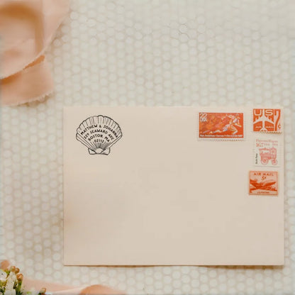 Personalized Seashell Return Address Stamp – Beach House Self-Inking Stamp for Weddings & Home