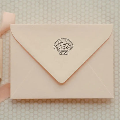 Personalized Seashell Return Address Stamp – Beach House Self-Inking Stamp for Weddings & Home