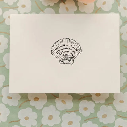 Personalized Seashell Return Address Stamp – Beach House Self-Inking Stamp for Weddings & Home