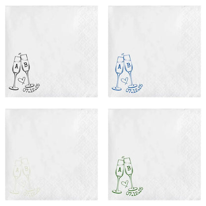 Personalized Wedding Cocktail Napkins with Initials & Date