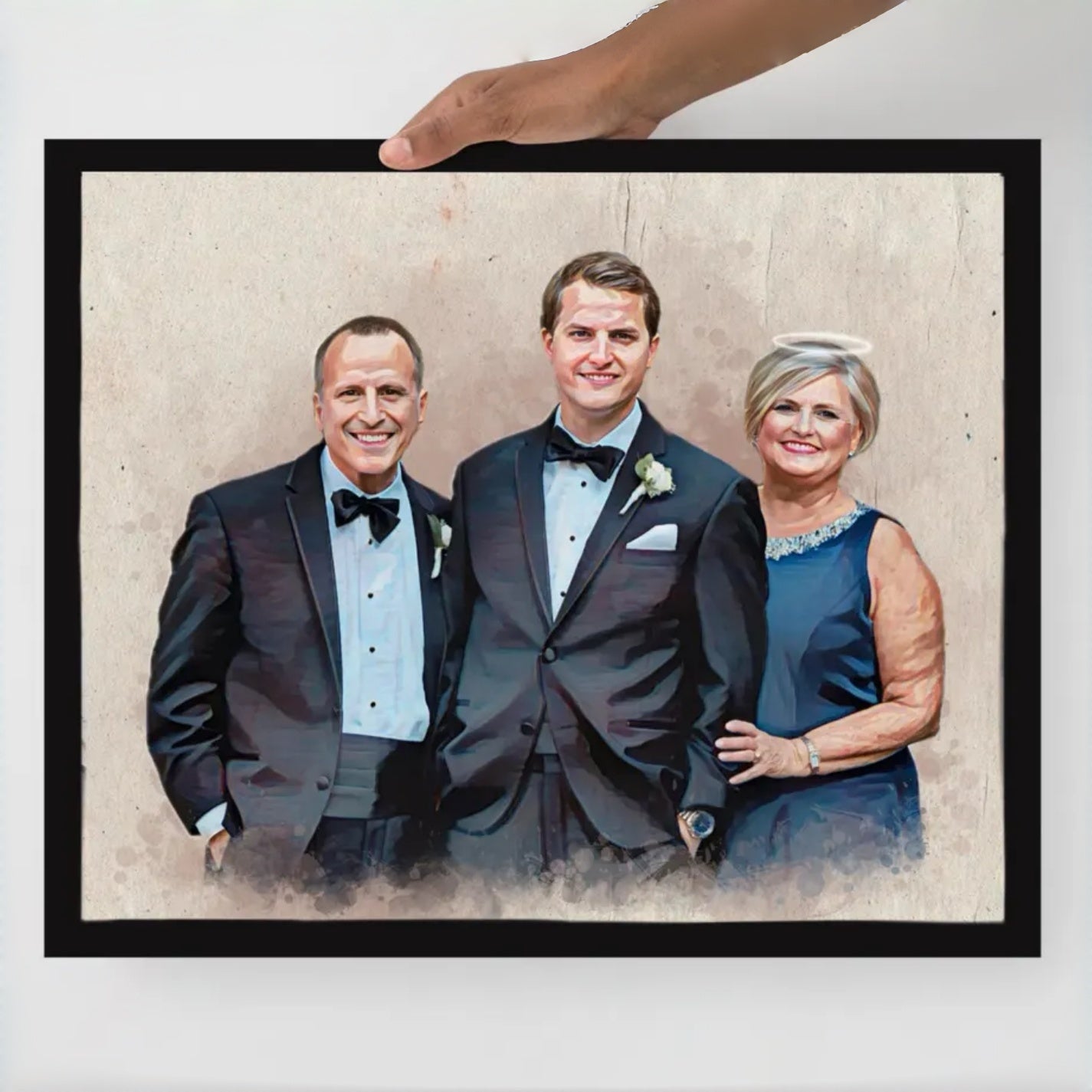 Custom Watercolor Wedding Photo Frame | Portrait Memorial Wood Plaque