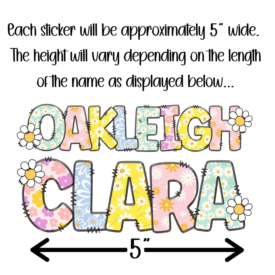Personalized Waterproof Daisy Name Stickers for Kids | School Labels
