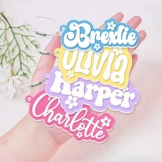 Personalized Backpack Name Tag for Kids – Cute Acrylic Keychain
