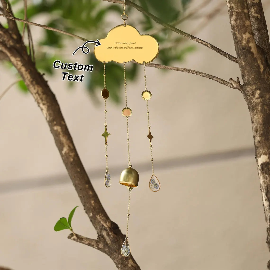 Personalized Memorial Wind Chime | Forget-Me-Not Keepsake Gift