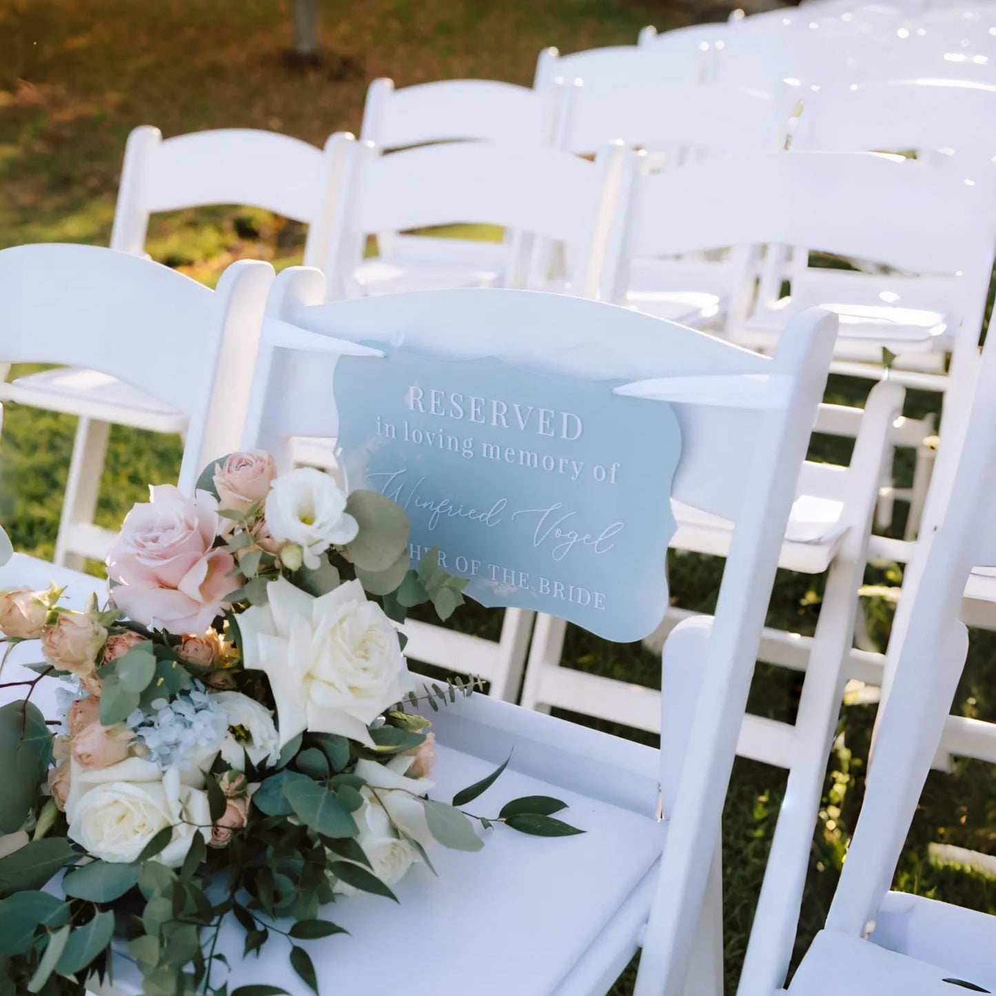 Reserved In Loving Memory Wedding Chair Sign | Personalized Memorial Acrylic Seat Sign