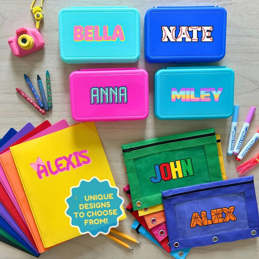 Personalized Pencil Boxes, Pouches & Folders – Back to School Set