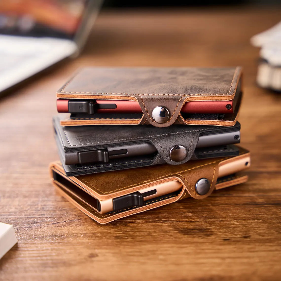 Leather Pop Up Wallet RFID | Personalized Mens Card Holder