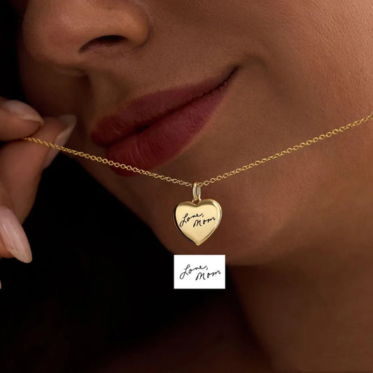 Personalized Handwriting Heart Necklace – Custom Jewelry Gift for Her
