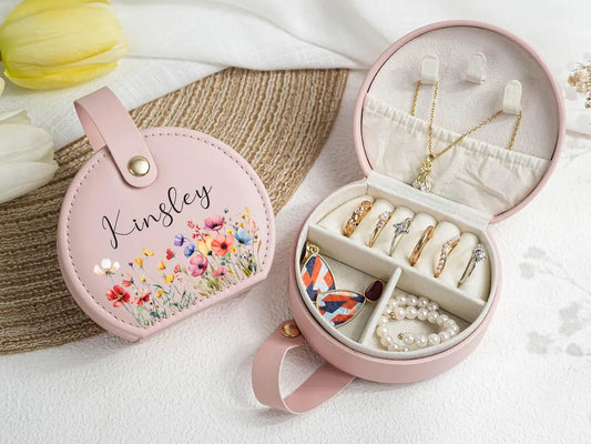 Personalized Jewelry Box with Wild Flower | Bridesmaid & Travel Gift