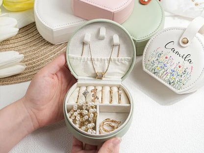 Personalized Jewelry Box with Wild Flower | Bridesmaid & Travel Gift
