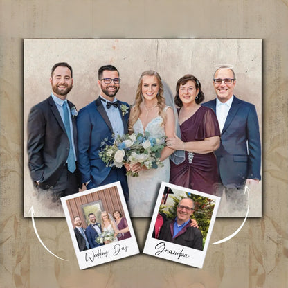 Custom Watercolor Wedding Photo Frame | Portrait Memorial Wood Plaque