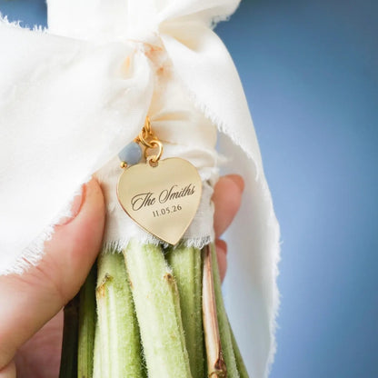 Personalized Stainless Steel Bouquet Heart Charm for Bride – Something Blue
