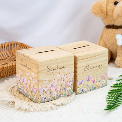 Personalized Wooden Money Box for Kids | Custom Name