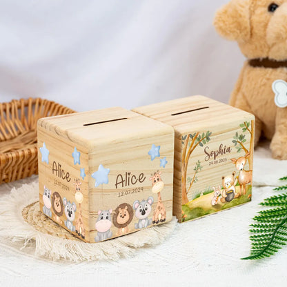 Personalized Wooden Money Box for Kids | Custom Name