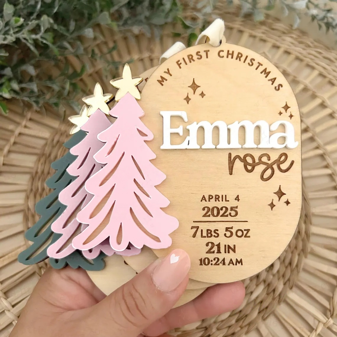 Personalized Baby Ornament | My First Christmas Custom Name Ornament | Baby Stats Gift