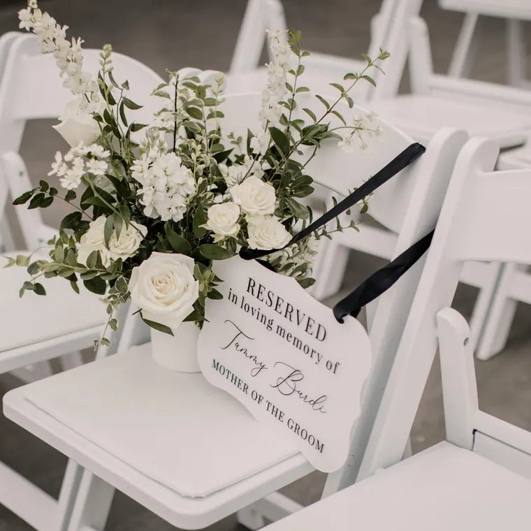 Reserved In Loving Memory Wedding Chair Sign | Personalized Memorial Acrylic Seat Sign