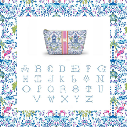 Mahjong Tiles Bag – Chinoiserie Monogram Pouch for Travel or Mahjong