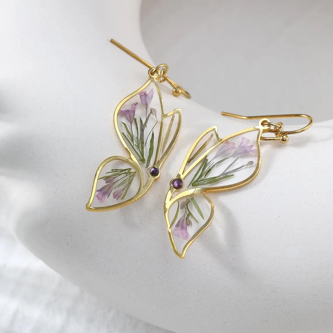 Personalized Butterfly Birthstone Earrings – Handmade Resin Jewelry