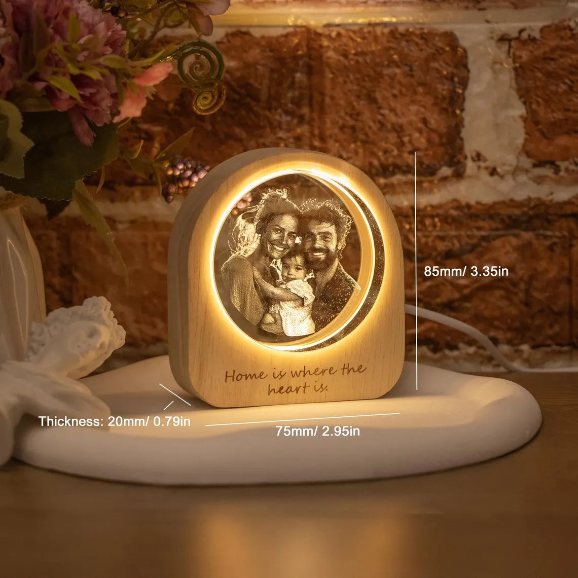 Personalized 3D Crystal Photo LED Light – Custom Family Keepsake Gift