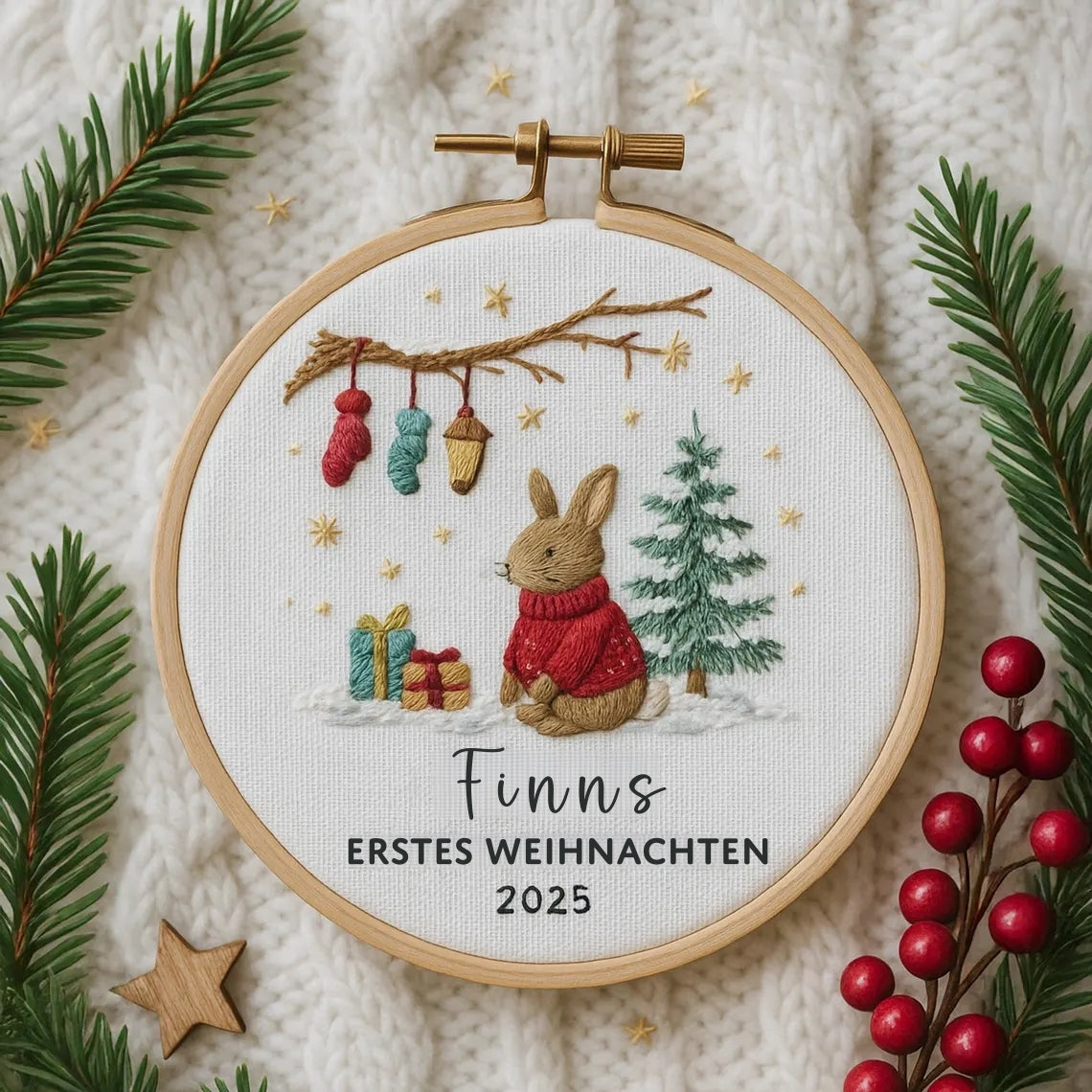 Baby Erstes Weihnachten Anhänger – Personalisierte Stickerei