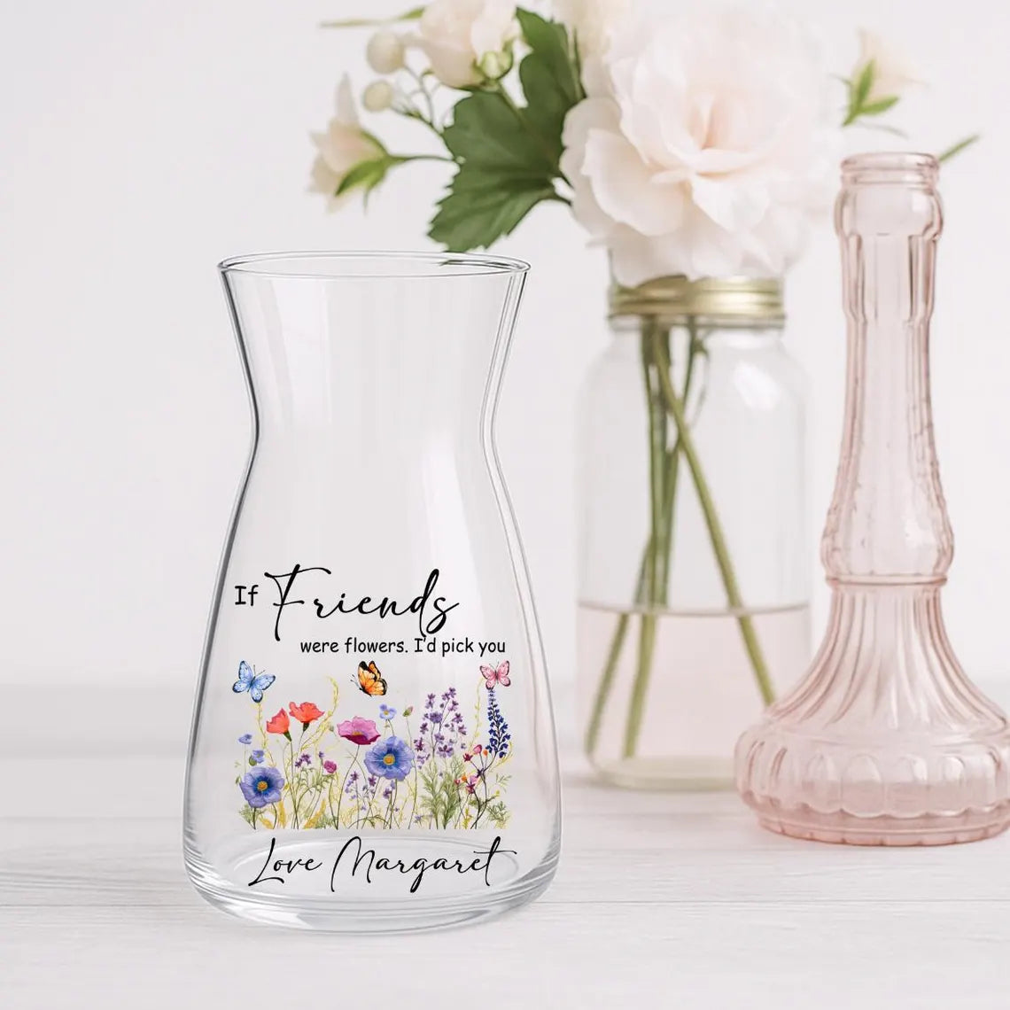 Personalised Wild Flower Glass Vase – Custom Gift