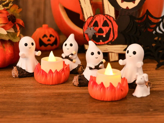 Ghost Campfire Gathering Figurine Set – Cute Halloween Decor