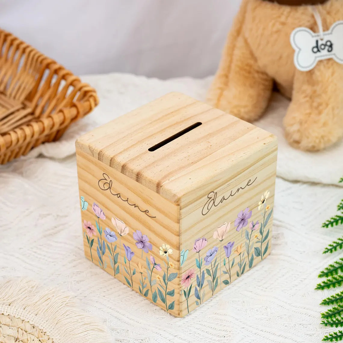 Personalized Wooden Money Box for Kids | Custom Name
