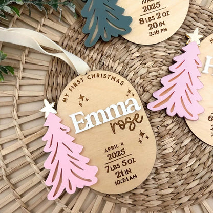 Personalized Baby Ornament | My First Christmas Custom Name Ornament | Baby Stats Gift