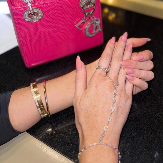 Custom Name Hand Chain – Pavé Gold & Silver Personalized Bracelet