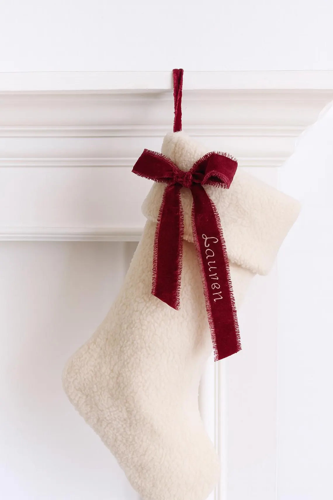 Velvet Embroidered Personalized Ribbon Bow | Custom Name Ribbon for Christmas & Weddings