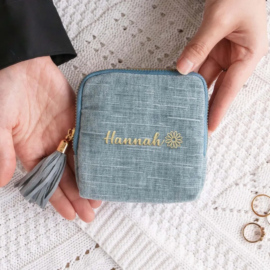 Travel Jewelry Case – Personalized Jewelry Organizer for Women, Custom Bridesmaid Gift