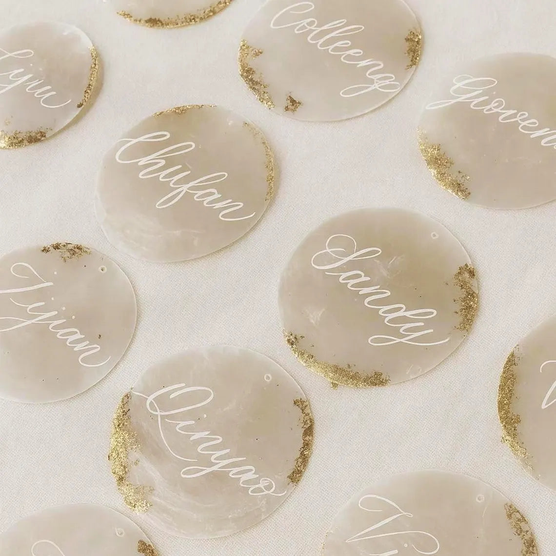 Capiz Shell Place Cards | Luxury Wedding Table Name Cards