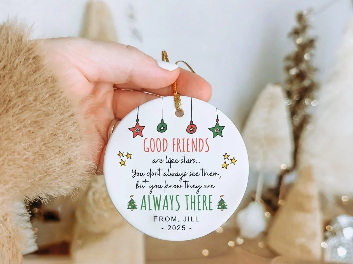 Personalized Friendship  Ceramic Ornament 2025 | Best Friend Christmas Gift
