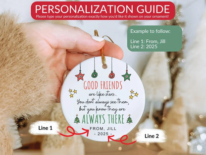 Personalized Friendship  Ceramic Ornament 2025 | Best Friend Christmas Gift