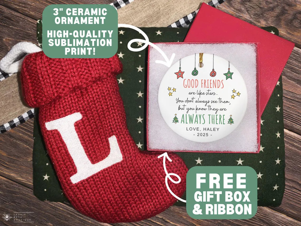 Personalized Friendship  Ceramic Ornament 2025 | Best Friend Christmas Gift