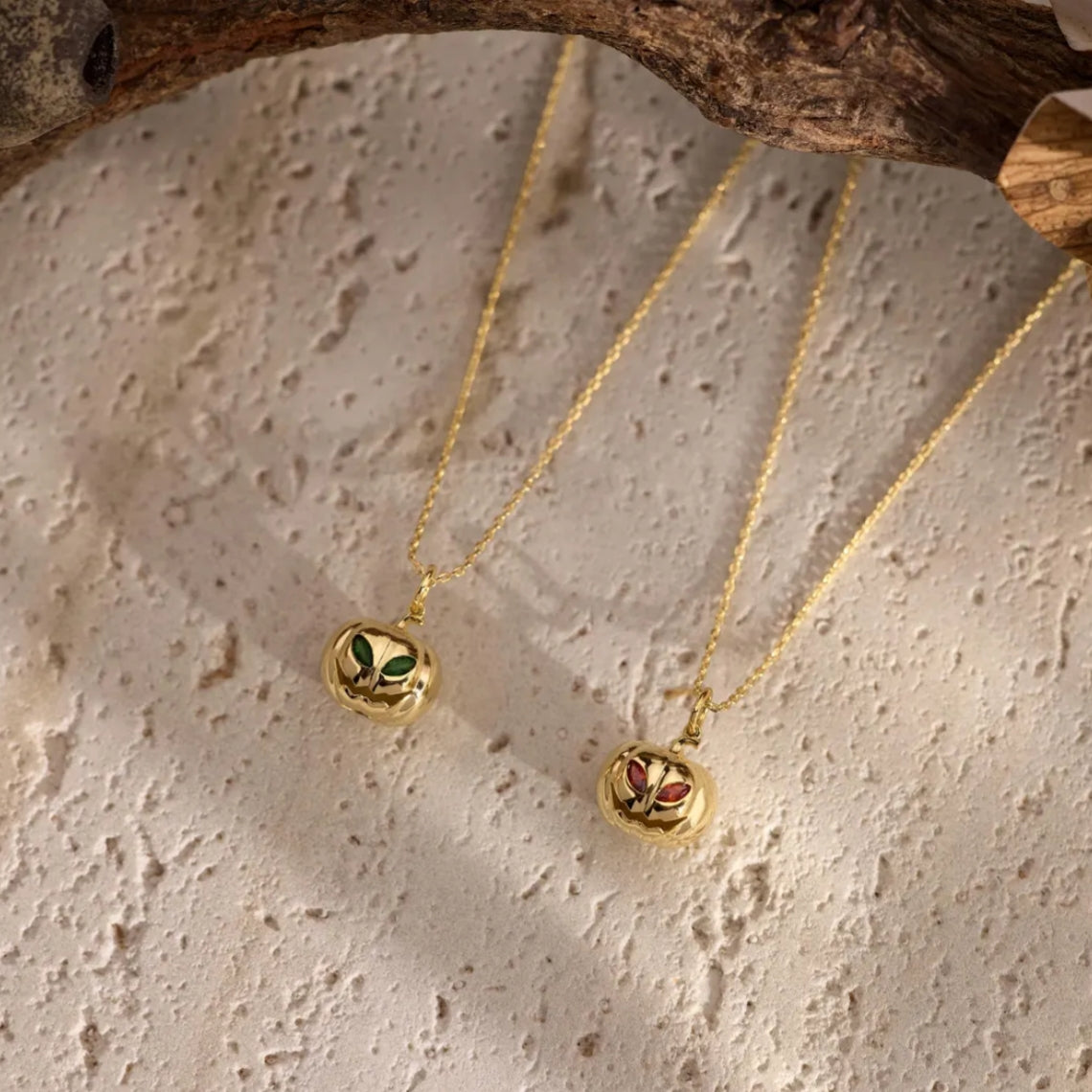 Personalized Birthstone Pumpkin Necklace | Custom Halloween Gift Jewelry