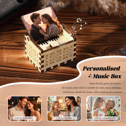 Personalized Wooden Music Box – Custom Song & Photo Gift