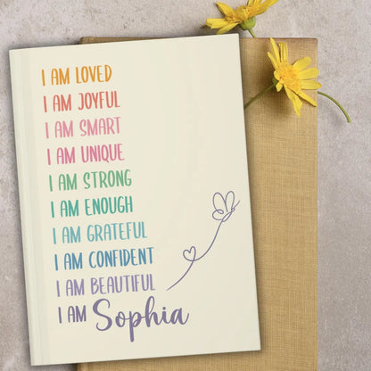 Personalized Affirmations Journal for Girls – Custom Name Diary Notebook