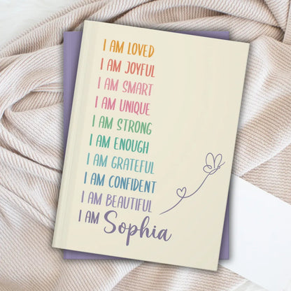 Personalized Affirmations Journal for Girls – Custom Name Diary Notebook