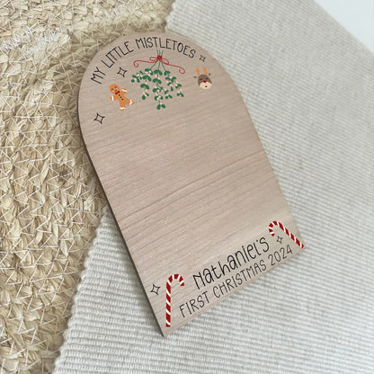 Personalised Baby’s First Christmas Mistletoe Plaque 2025 | Footprint Keepsake