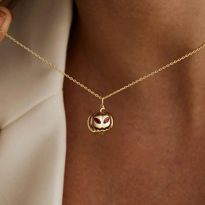 Personalized Birthstone Pumpkin Necklace | Custom Halloween Gift Jewelry