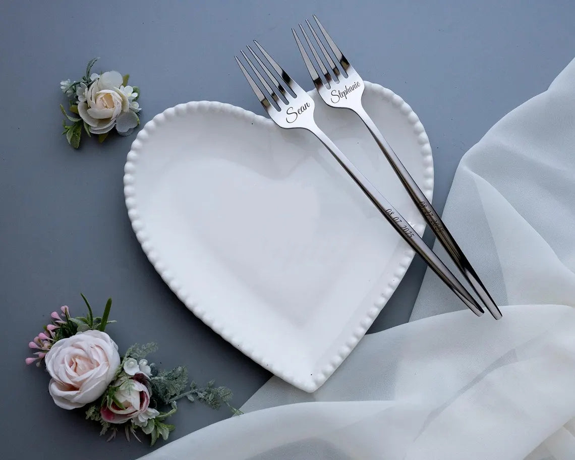 Personalized Wedding Cake Cutting Set – Knife, Server & Forks