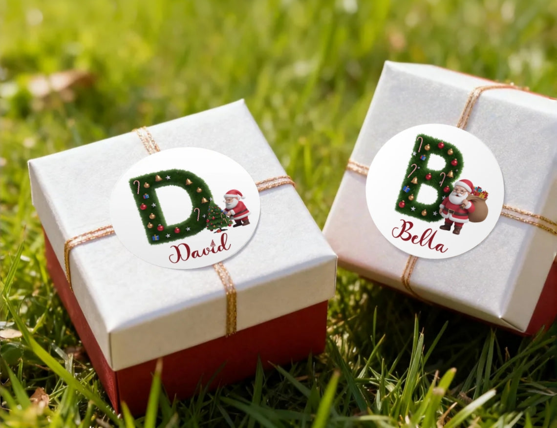 Personalized Christmas Tree Stickers – Custom Name Gift Labels