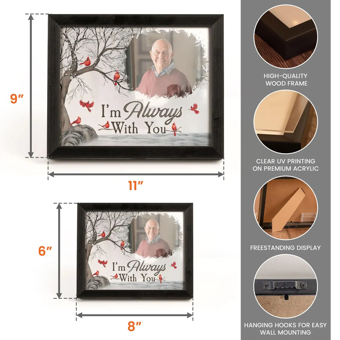 I'm Always With You Memorial LED Shadow Box – Personalized Photo Gift