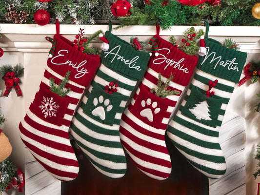 Striped Personalized Christmas Stockings – Family & Pet Gifts