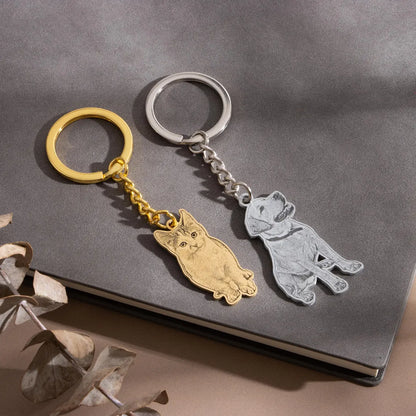 Custom Pet Portrait Keychain | Personalized Pet Photo Keepsake Gift