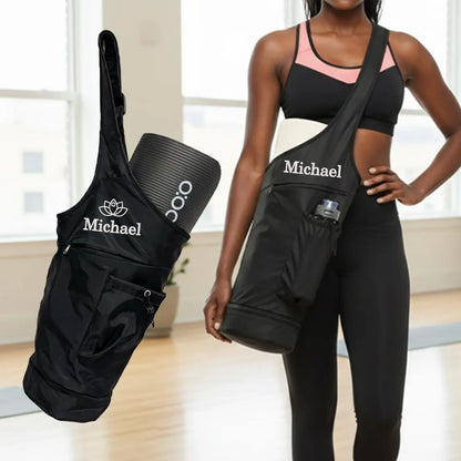 Custom Embroidered Yoga Mat Backpack – Waterproof Nylon Gym Bag