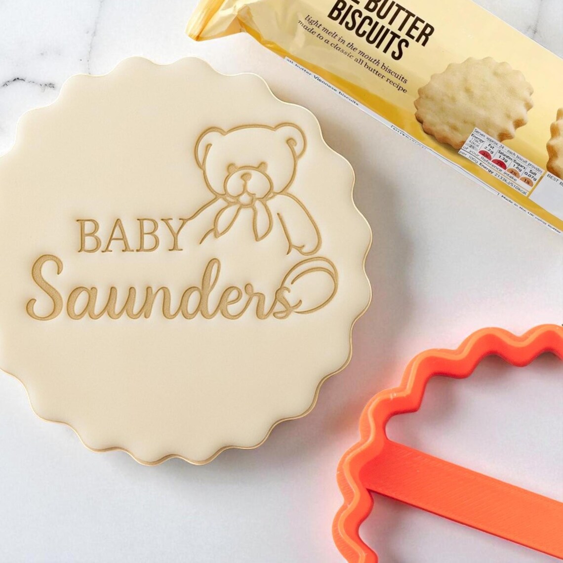 Personalized Baby Name Teddy Bear Fondant Stamp | Custom Cookie Stamp