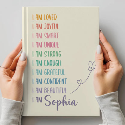 Personalized Affirmations Journal for Girls – Custom Name Diary Notebook